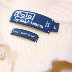 Polo Ralph Lauren Lambswool Knit Sweater Cream Mens L Waist Length